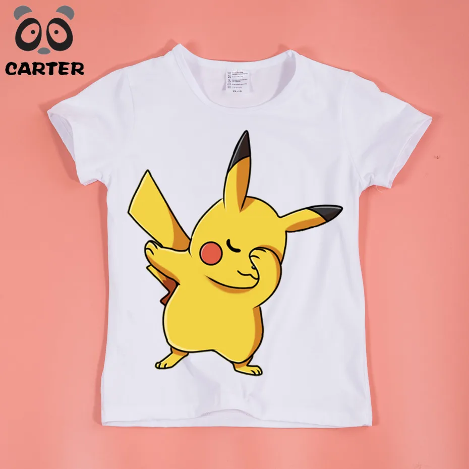 

Boys/Girls Dabbing Pikachu Cartoon Printed Funny T-shirts Baby Kids Summer Tops Tees Children Anime Pokemon Go Clothes,HKP5105