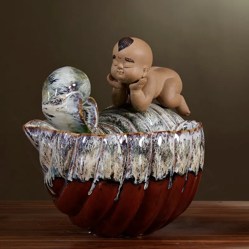 

Zen Ceramic Running Water Small Ornaments Fountain Living Room Decoration Desk Arrangement Creative Money-Raising and Humidifyin