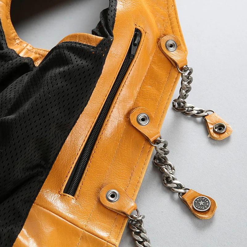 Reviews HA-97107 Read Description! Asian size super Motor rider vest Mens high quality cow leather vest genuine cowhide leather vest