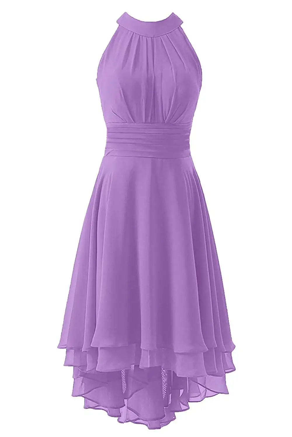 JaneVini популярное шифоновое Сиреневое платье для свадебной вечеринки, выпускного вечера, Высокие Низкие зеленые платья подружки невесты, женские платья подружки невесты длиной до середины икры - Цвет: Lilac
