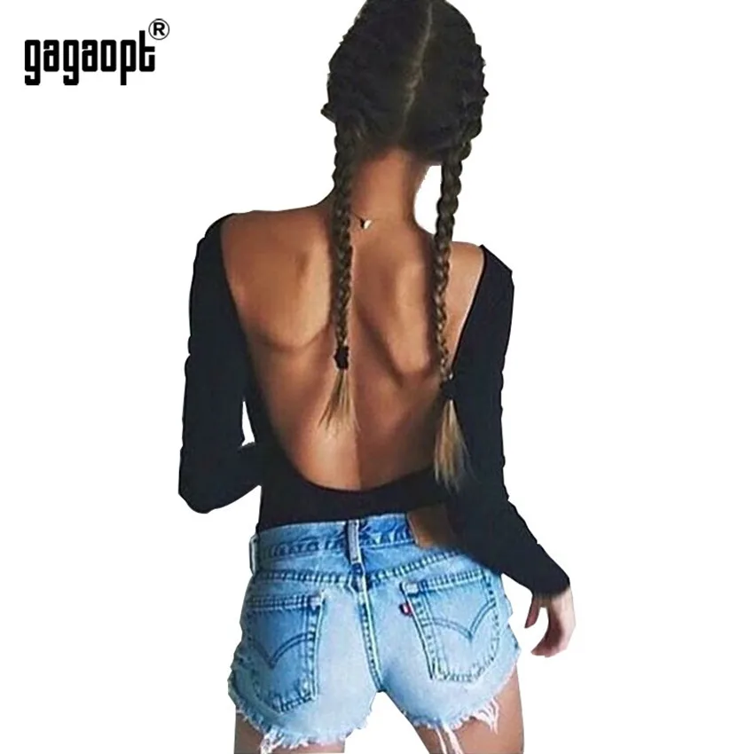 Gagaopt Autumn Winter Backless Bodysuit Women Sexy Bodysuit Long Sleeve Skinny Black Bodysuit Jumpsuit Overalls Gagaopt Autumn Winter Backless Bodysuit Women Sexy Bodysuit Long Sleeve Skinny Black Bodysuit Jumpsuit Overalls