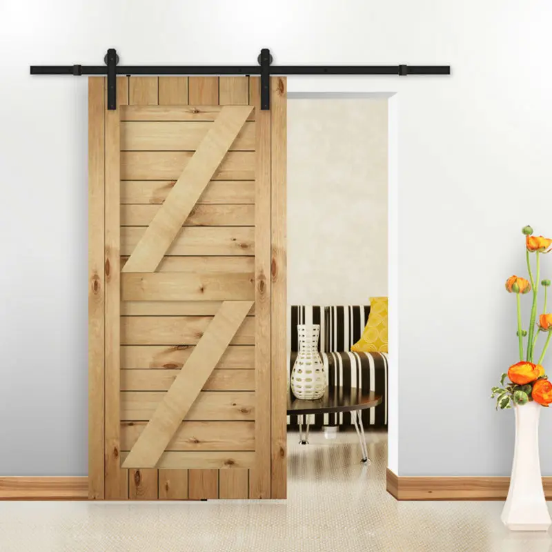 

10FT-16T American Country Style Steel Single Sliding Barn Wood Door Hardware European Round Head Sliding Door Hardware Set