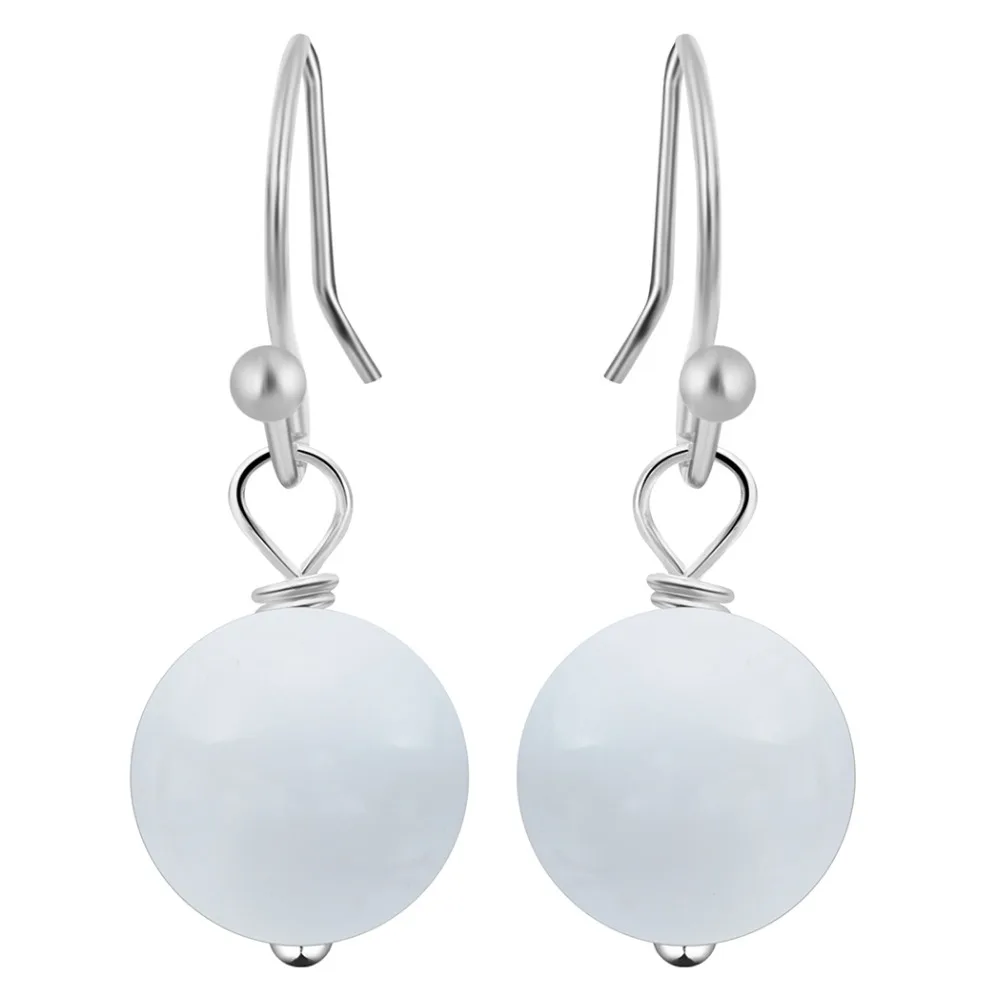 

QIMING 8mm Pink Angel Skin Created Opal Ball Hook Earrings Dangling Earring for Women Teen Girls