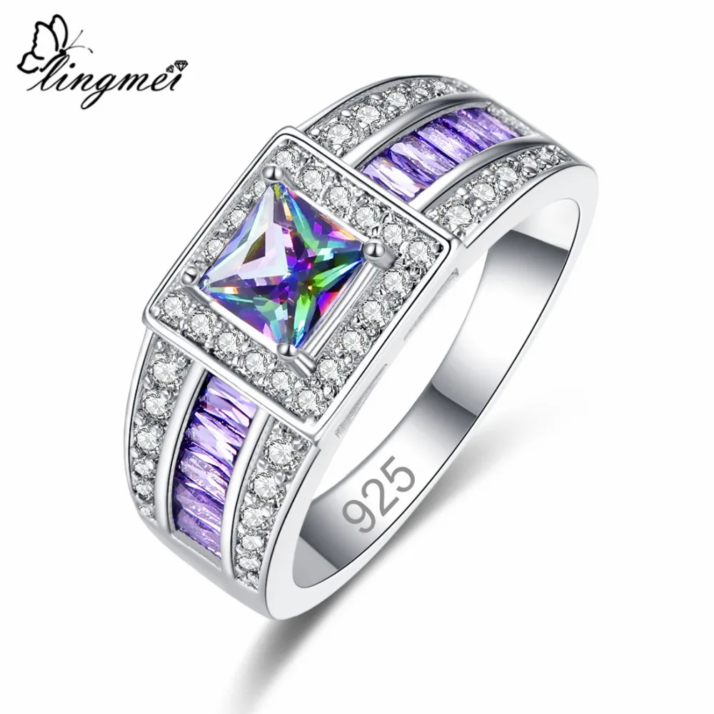 Lingmei оптовая продажа обручальное кольцо SterlingJewelry подарки с разноцветным синим