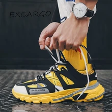 EXCARGO Shoes Platform Sneakers Men 2019 White/black Sneakers For Men Male Casual Shoes Flat New Spring Mesh Breathable Sneaker