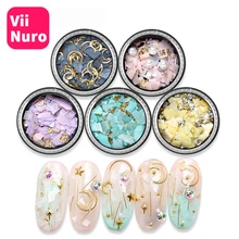 ViiNuro, 6 цветов, украшение для ногтей в виде раковины, для японского дизайна ногтей, Необычные 3D украшения для ногтей, смешанные стильные стразы, украшения для DIY