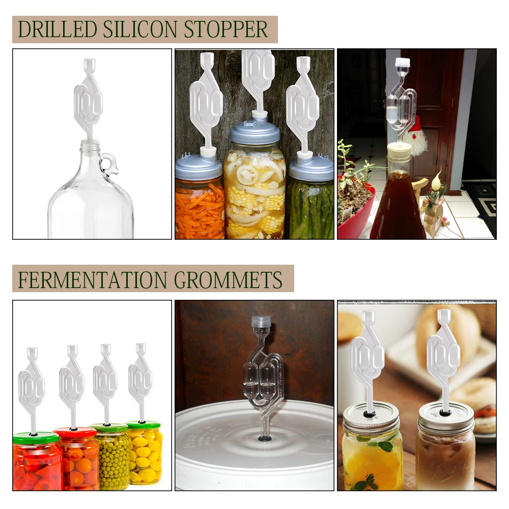 4-x-Airlock-Air-Lock-Bubble-Grommet-Exhaust-Water-Seal-Valve-with-Drilled-Stopper-Fermentation-Beer