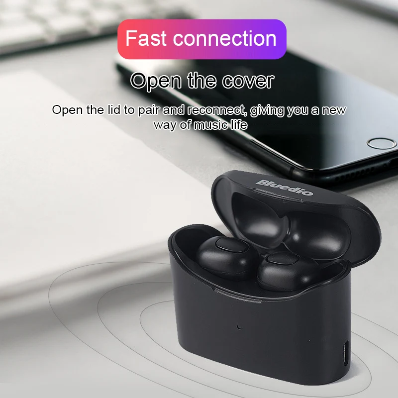 Bluedio Mini Bluetooth 5 0 спортивные наушники настоящие Беспроводные с зарядным