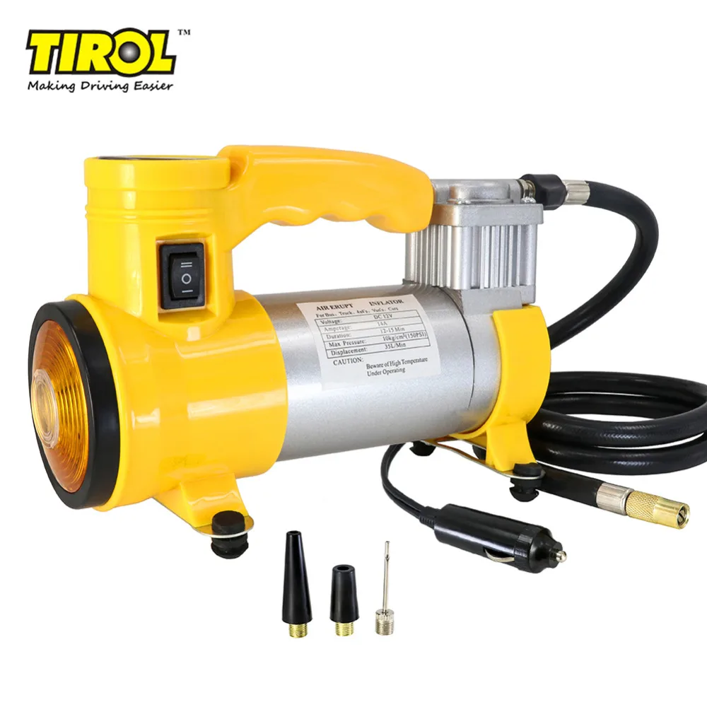 TIROL T10705b портативный супер поток 12V150PSI автомобильный воздушный насос воздушный компрессор с светильник и маяком/авто шин