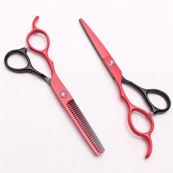 

Left-Hand 5.5" 16cm Engraving Logo Bleack&Red Professional Hair Scissors Cutting Scissors Thinning Shears Barber Scissors C8001