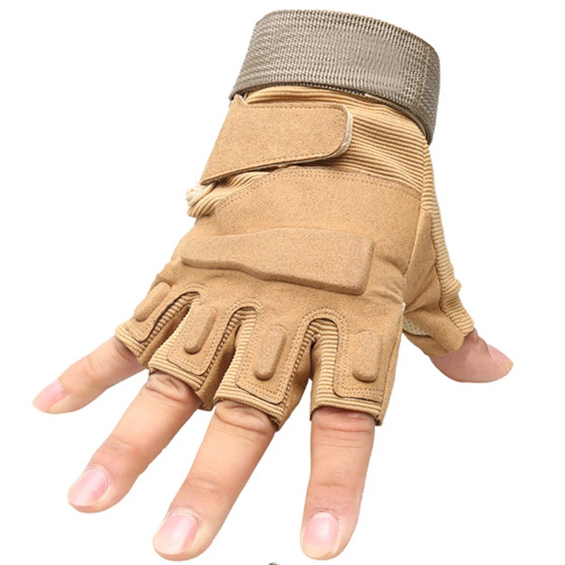 Военные тактические перчатки, армейские перчатки для страйкбола, мужские специальные перчатки для стрельбы на открытом воздухе, Пейнтбольные охотники, полуполные перчатки - Цвет: Khaki 2