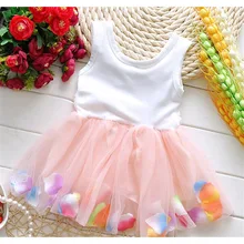 Monkids 2016 New Cute Style Kids Baby Girl Clothes Beautiful Flower Dress Sleeveless Baby Girls Clothing Princess Dress 6 Colors