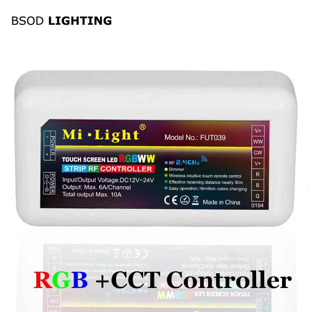 

BSOD Milight Led Controller FUT039 RGB CCT CW WW 2.4G RF DC12V24V 4 Zones Dimmer Color Temperature Adjustable for Led Strip