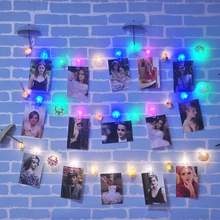 Натуральная морская раковина фото клип светодиодный струны рождественские фонари Открытый батарея работает гирлянда, рождественские украшения вечерние свадебные