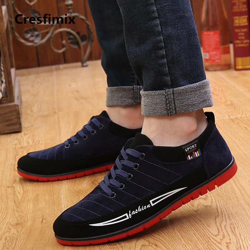 

Cresfimix zapatillas de deporte masculinas male fashion black lace up shoes men leisure cool comfortable anti skid shoes a2352