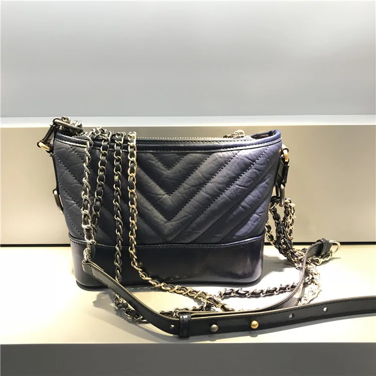 Роскошные сумки, женские сумки, дизайнерские, блуждающие, Ретро стиль, ромбовидная решетка, цепочка, кожа, на одно плечо, косой крест, модная сумка - Цвет: blue with black
