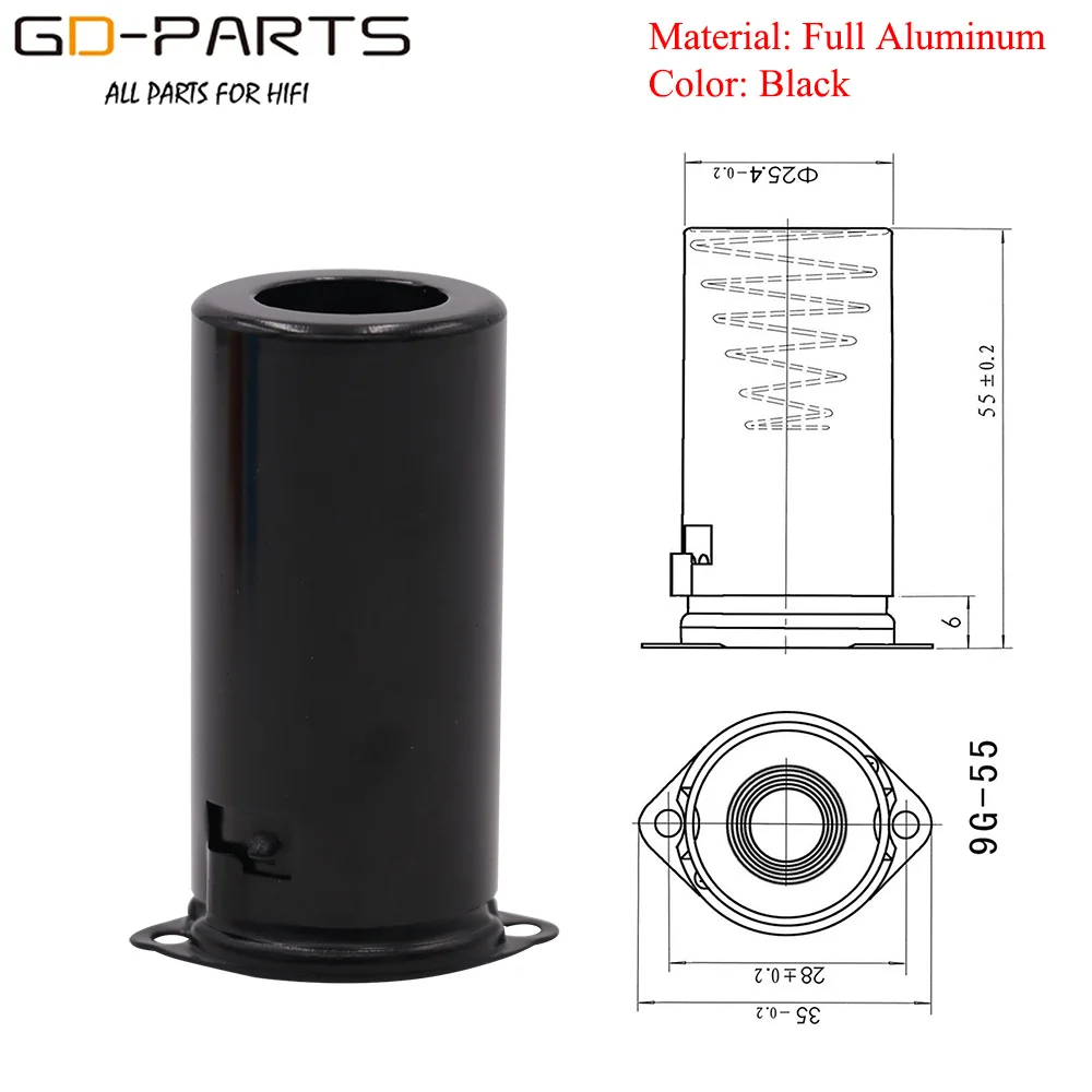 1 шт. 55 мм алюминиевая вакуумная трубка Защитная пленка для 12AX7 ECC83 12AU7 ECC82 12AT7 5670 6DJ8 6922 винтажный усилитель DIY - Цвет: BLACK