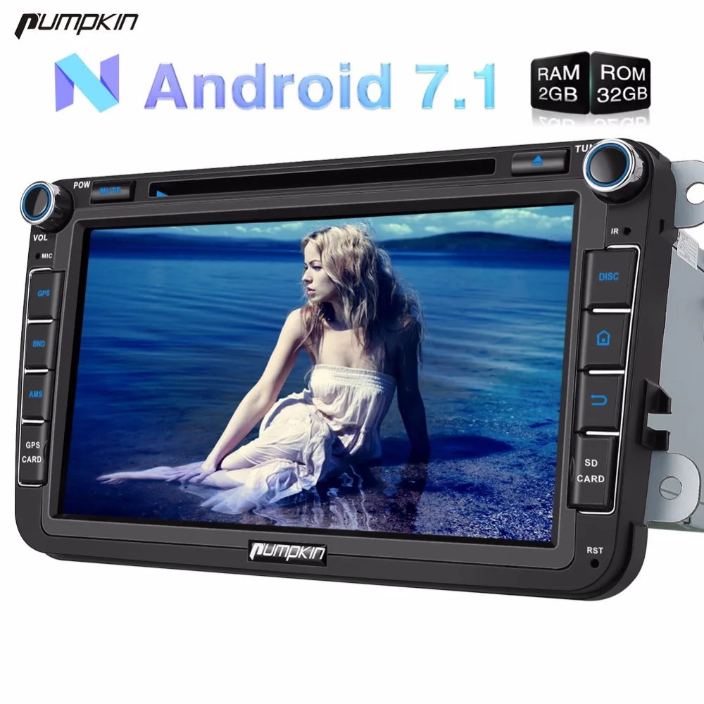 Тыква 2 Din 8 &quotAndroid 7 1 Автомобильный мультимедийный dvd плеер для VW/Skoda/Golf gps