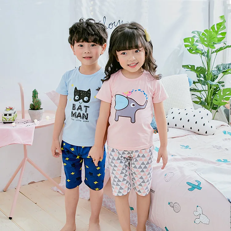 Children's Pajamas Summer Short Sleeved Set Baby Boy Girl Cartoon