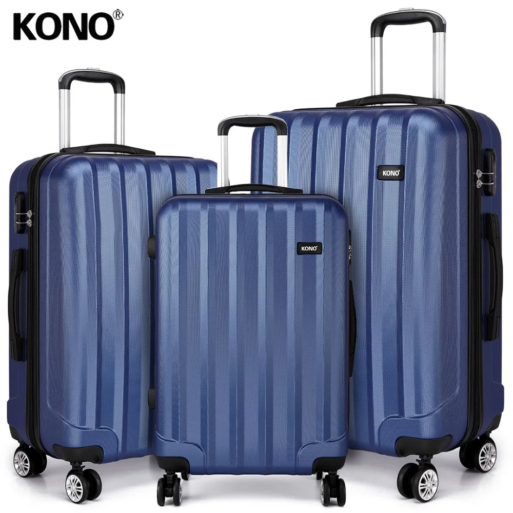 KONO Lightweight Luggage Suitcase Travel Hand Bag Carry On Trolley Case 4 Wheels Spinner Hard