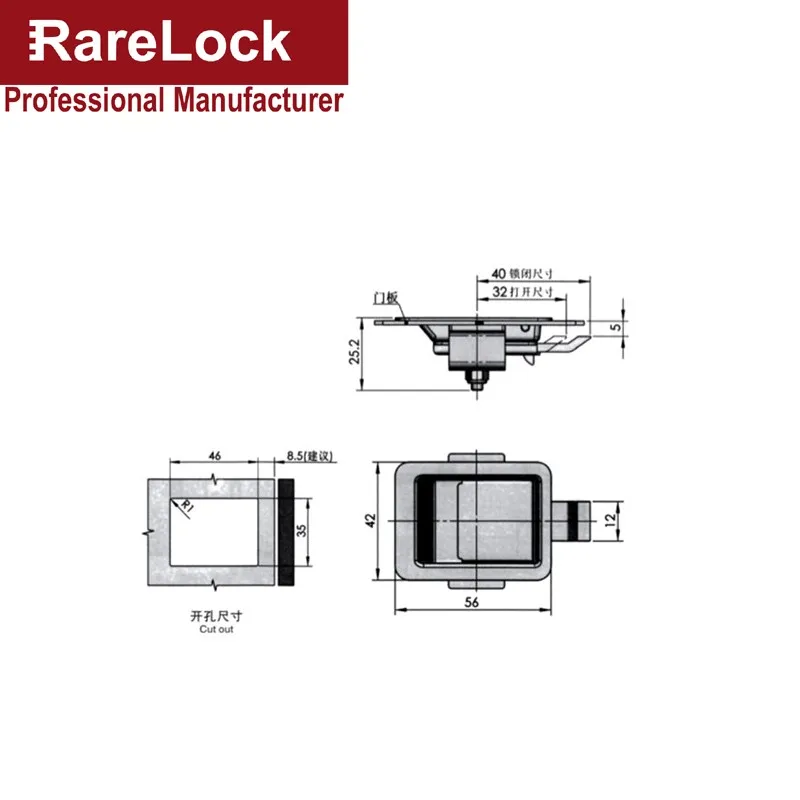 Rarelock замок двери шкафа грузовика нержавеющая сталь пикап аксессуары Автобус Грузовик ручка замок MMS220 dd