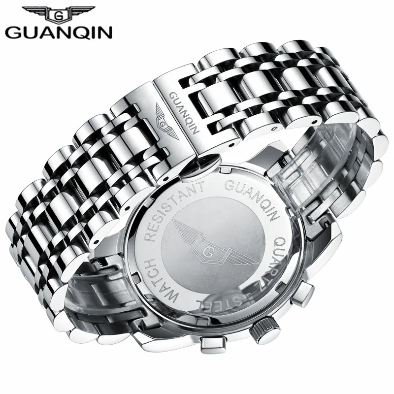 GUANQIN Relogio Masculino мужские часы бизнес роскошные брендовые кварцевые 19018 полностью из