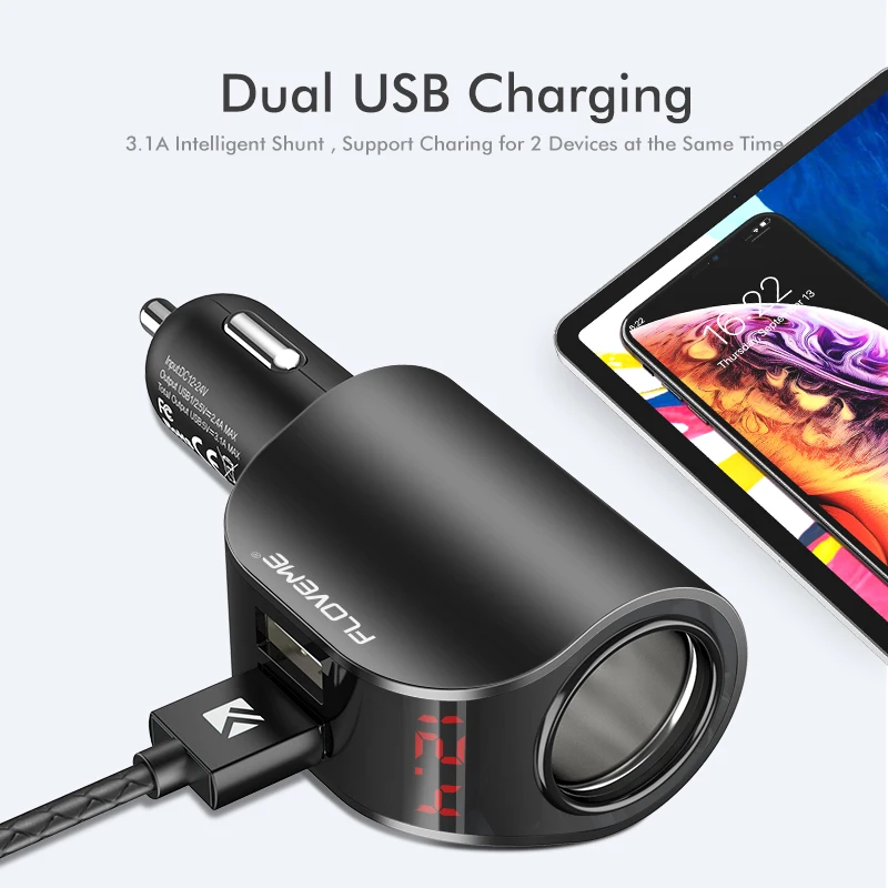 FLOVEME 3.1A USB شاحن سيارة الهاتف المحمول سيارة Chargeur شاحن USB سريع سريع شاحن سيارة شاحن 12 V ل فون سامسونج Xiaomi