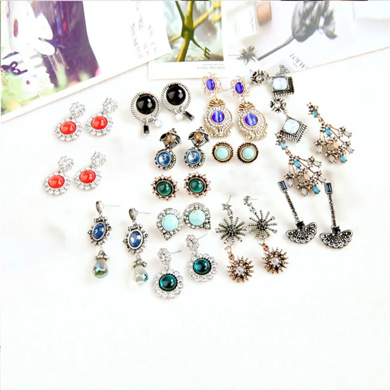 

Fashion Multi-Color Crystal Drop Earrings Women Gold Color Statement 2019 Trendy Bohemia Earrings Wedding Party Jewelry Gift