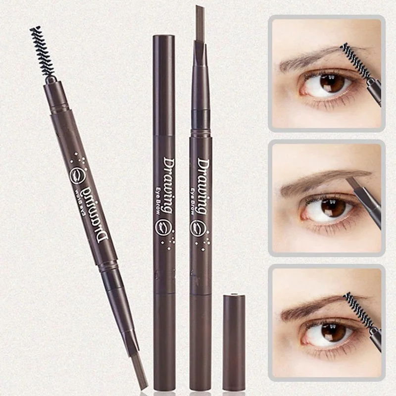 

1PC Women Lady Stylish Waterproof Eyeliner Eyebrow Pen Pencil With Brush Eyelash Curel Mascara Makeup Cosmetic Tool