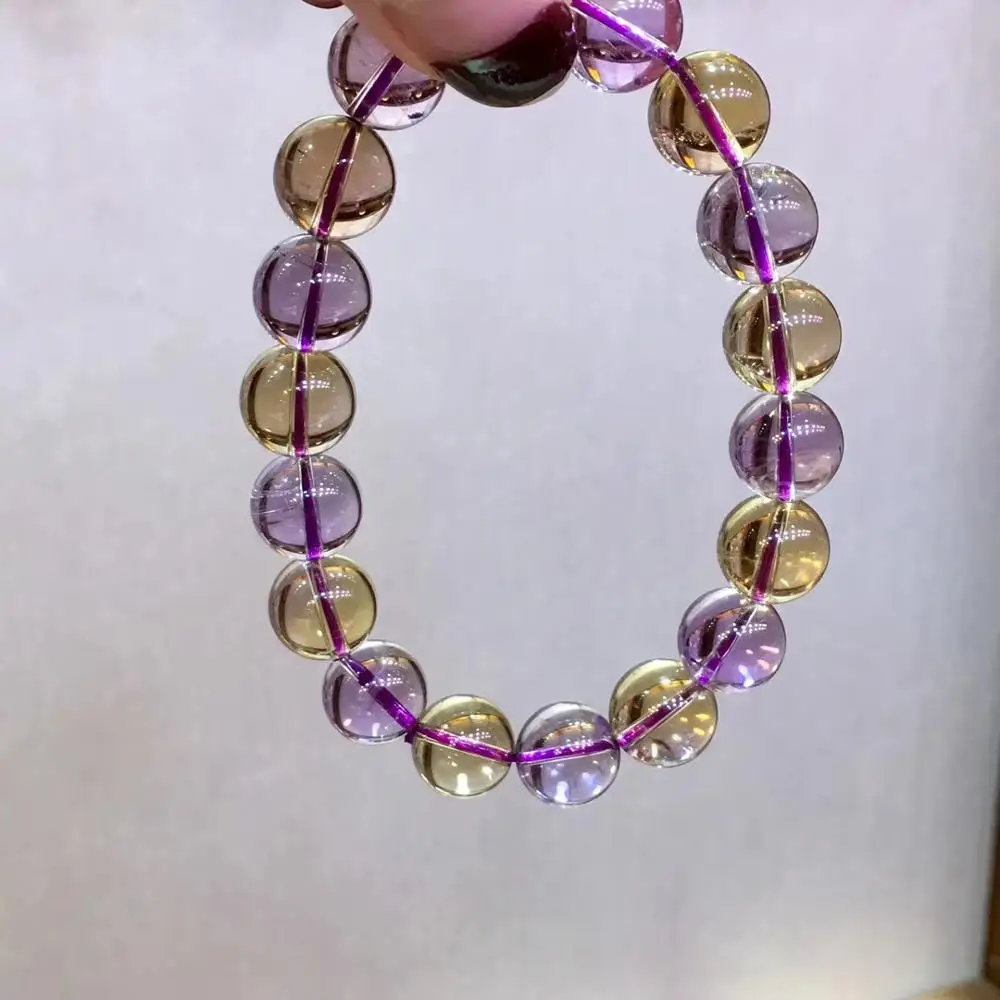 

11mm Natural Ametrine Quartz Yellow Purple Round Beads Bracelet For Women Gift Charms Stretch Crystal Healing Jewelry AAAAA