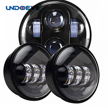 

Undoeve 5.75inch Round LED Headlight with 2PCS 4.5inch Round LED Passing Fog Lights for Motorcycles