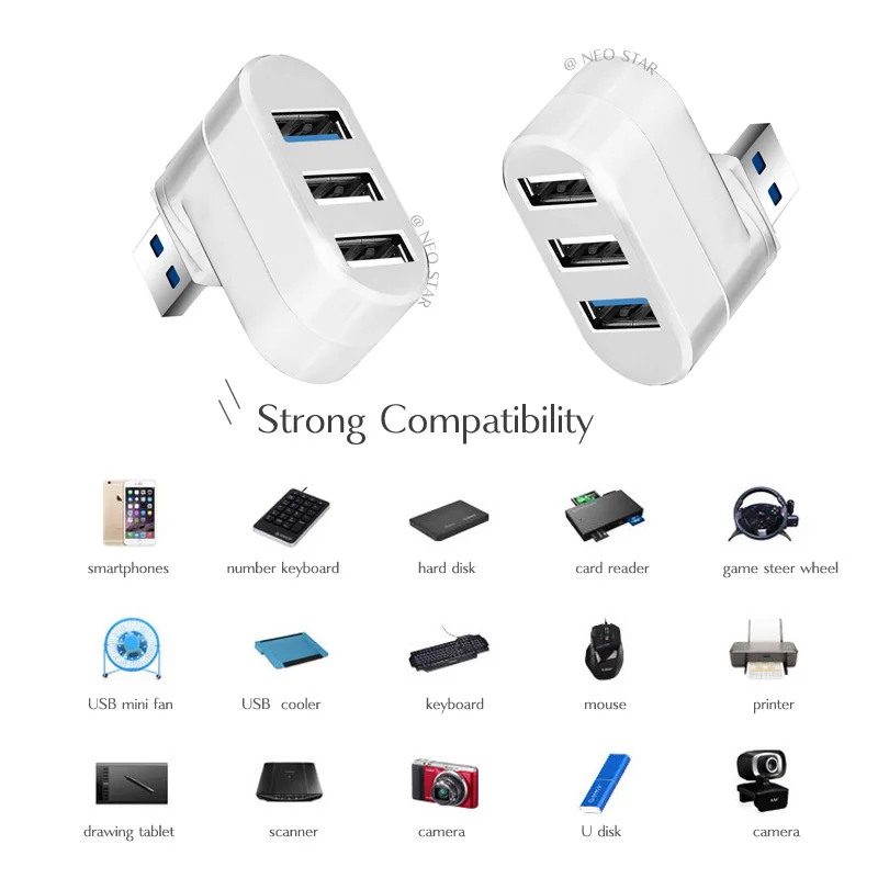 Мини адаптер с 3 портами USB 2 0/3 0 DATA FROG вращающийся концентратор для ноутбука ПК