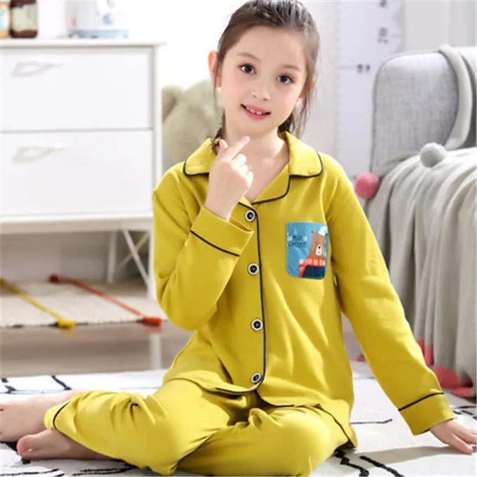 Детские пижамные комплекты для девочек; комплекты одежды для сна с длинными рукавами; хлопковые пижамы для мальчиков и девочек; коллекция года; брендовые пижамы для мальчиков и девочек - Цвет: as picture