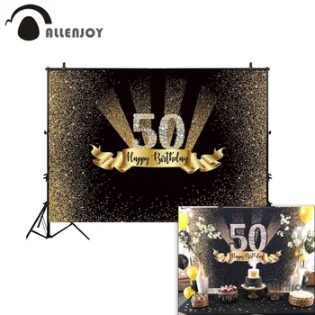 

Allenjoy background for photo studio luxury 50th birthday party diamond golden backdrop photocall dessert table decor photoshoot