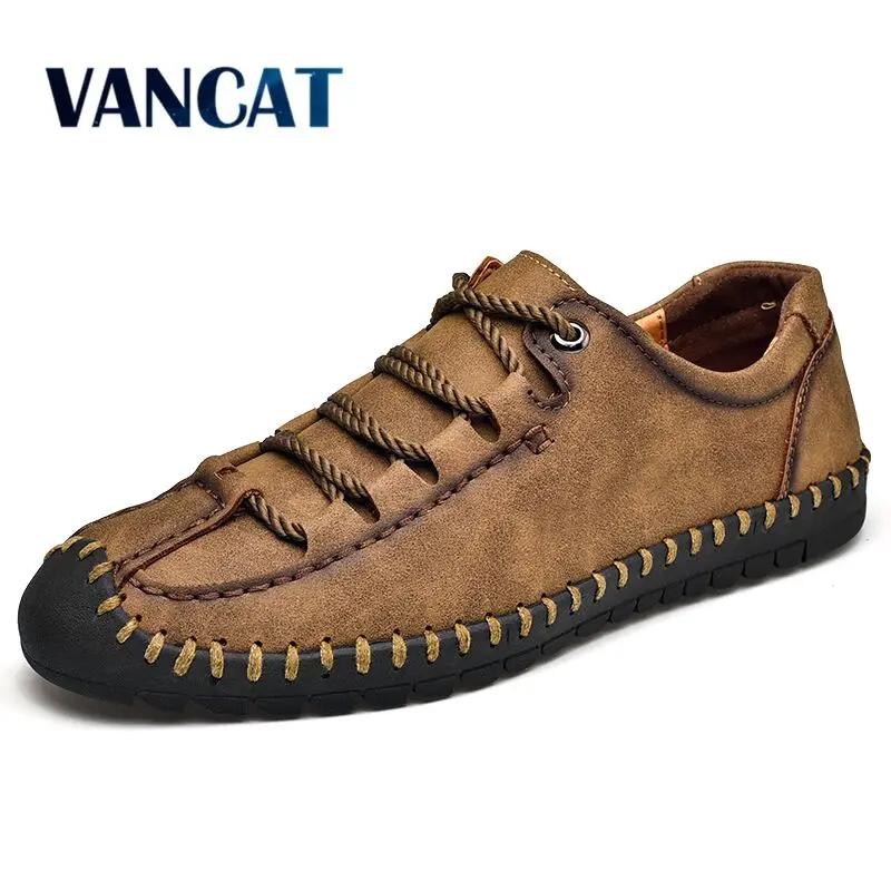 Vancat 2019 New Spring Summer Outdoor Leather Casual Shoes Breathable Men's shoes Handmade Flats Moccasins Loafers Big Size38-48 Vancat 2019 New Spring Summer Outdoor Leather Casual Shoes Breathable Men's shoes Handmade Flats Moccasins Loafers Big Size38-48