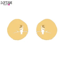 10 пар золотых цветов, серьги из нержавеющей стали, женские серьги с птицами на ветке, серьги для женщин, вечерние модные подарки