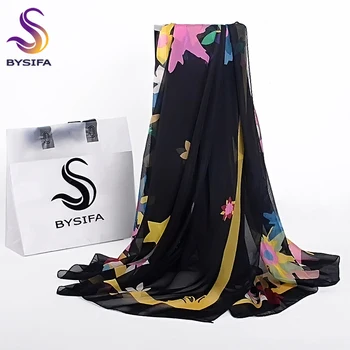 

[BYSIFA] Black White Accessories Chiffon Scarves Ladies Spring Summer Plus Large Size Female Silk Scarf Shawl Elegant Headscarf