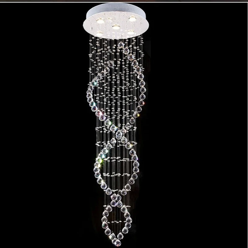 Modern Crystal Chandelier Dia45* H150cm Double Spiral Design Lustres de teto Stair Lighting | Лампы и освещение