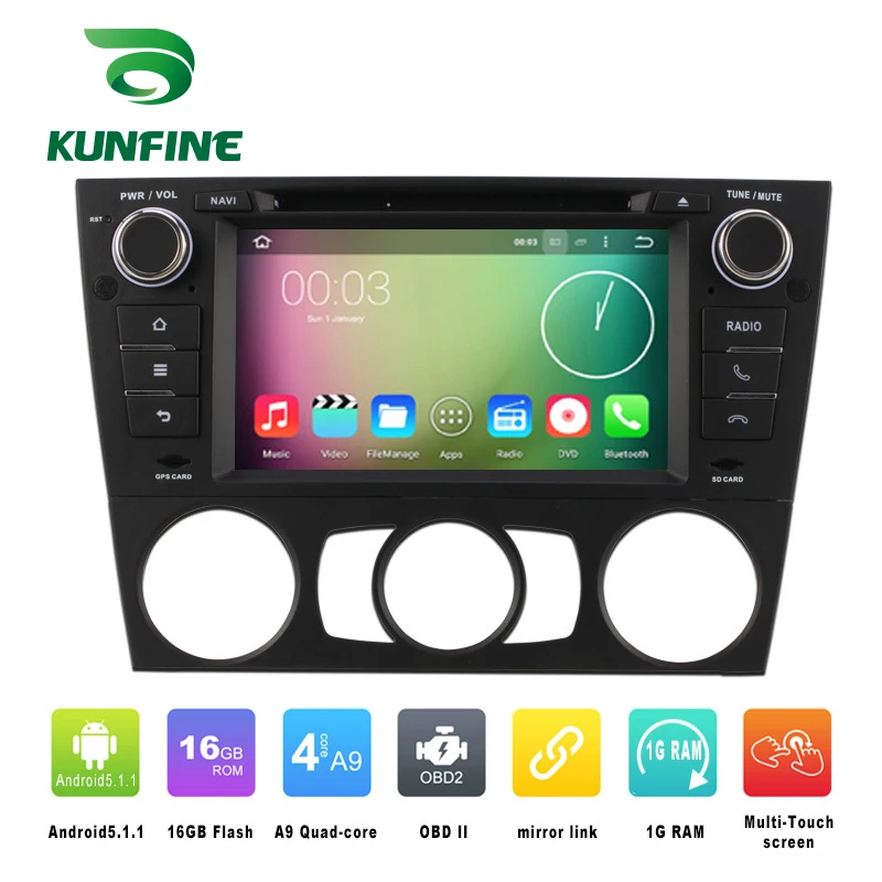 

KUNFINE Android 7.1 Quad Core 2GB Car DVD GPS Navigation Player Car Stereo for BMW 3 Series 2005-2012 MT Radio Headunit WIFI