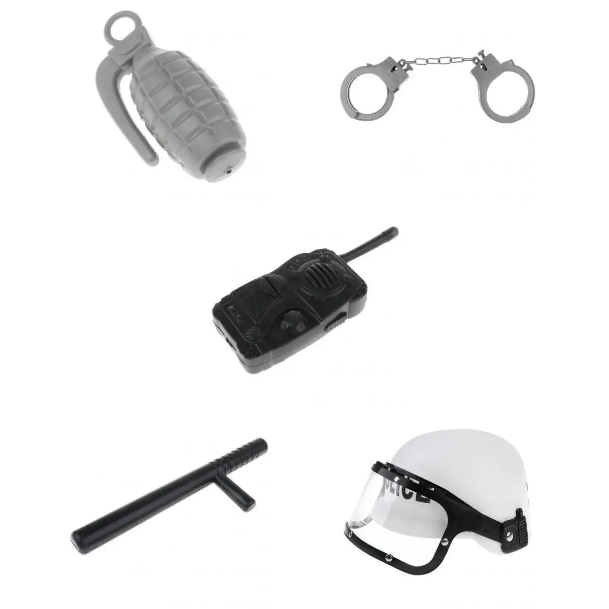 5 Piece Kids Toy Police Dress Up Play Set Officer Costume Handcuff Helmet Baton