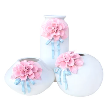 

1 PCS Pink ceramic vase living room TV cabinet wine cabinet furnishings ornaments objects soft decoration art LU730152
