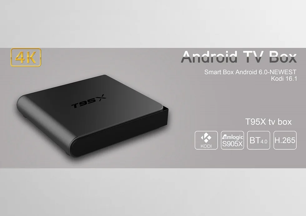 T95X ТВ Android 6,0 Smart ТВ коробка KD 17,1 2 г/8 г 2 г/16 г amlogic S905X 4 ядра HD 2,0 телеприставки