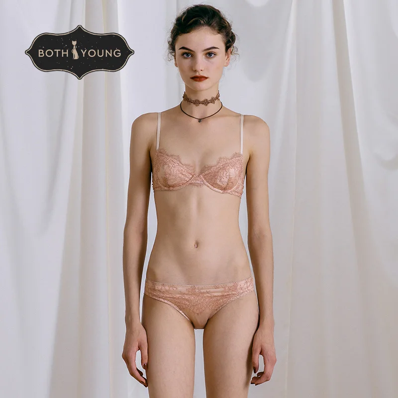 

BOTHYOUNG 2019 New Sexy Lace Underwear For Women 3/4 Lingerie Set Female Push Up Bra Set