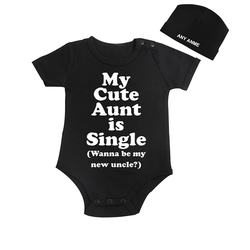 

Culbutomind 2017 Summer Bodysuits My Cute Aunt Is Single Print White Short Unisex Sleeves Newborn Baby ClothesandCustomize Cap