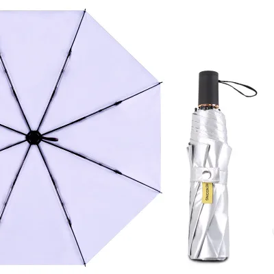 Fashion Silver Reflective Umbrella Rain Women Anti UV Windproof Folding Umbrellas Travel Business Umbrella Man parasol Paraguas зонт прозрачный - Цвет: purple