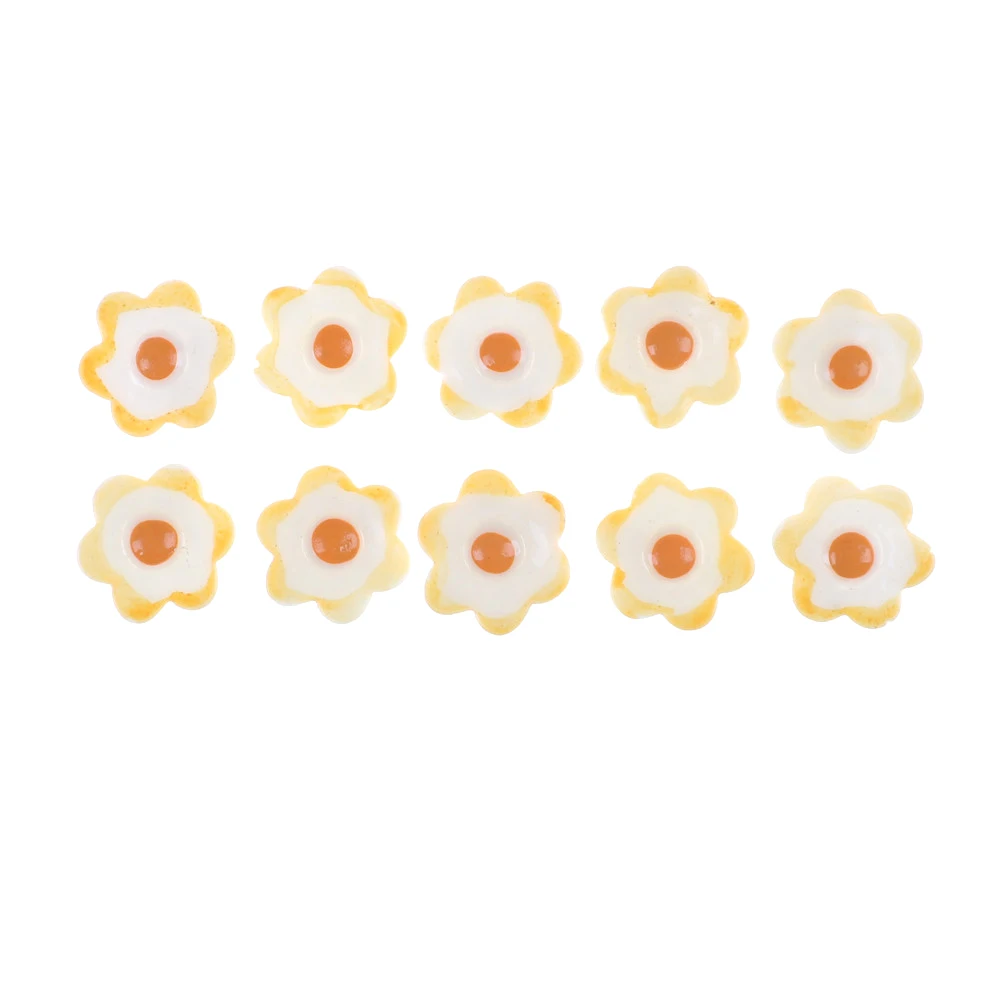 10PCS 1 8cmx1 8cmx0 5cm DIY Kawaii Resin Fried Eggs White Egg Flatback Cabochons Dollhouse Miniature