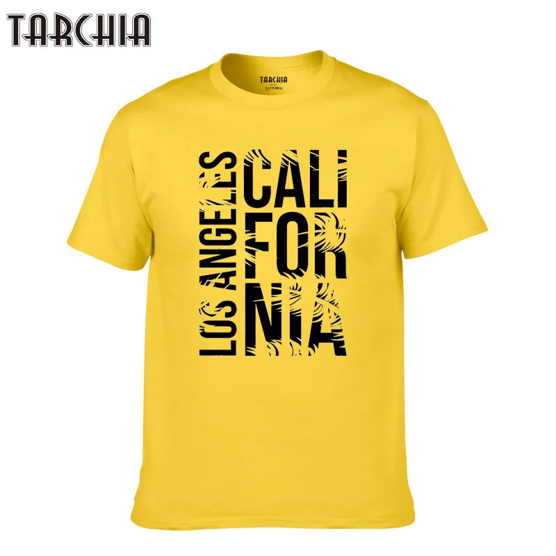 TARCHIA, хлопок, короткий рукав, летняя футболка, Лос-Анжелес, california, повседневная, приталенная, для мужчин размера плюс, футболки, топы, Homme, топы с принтом