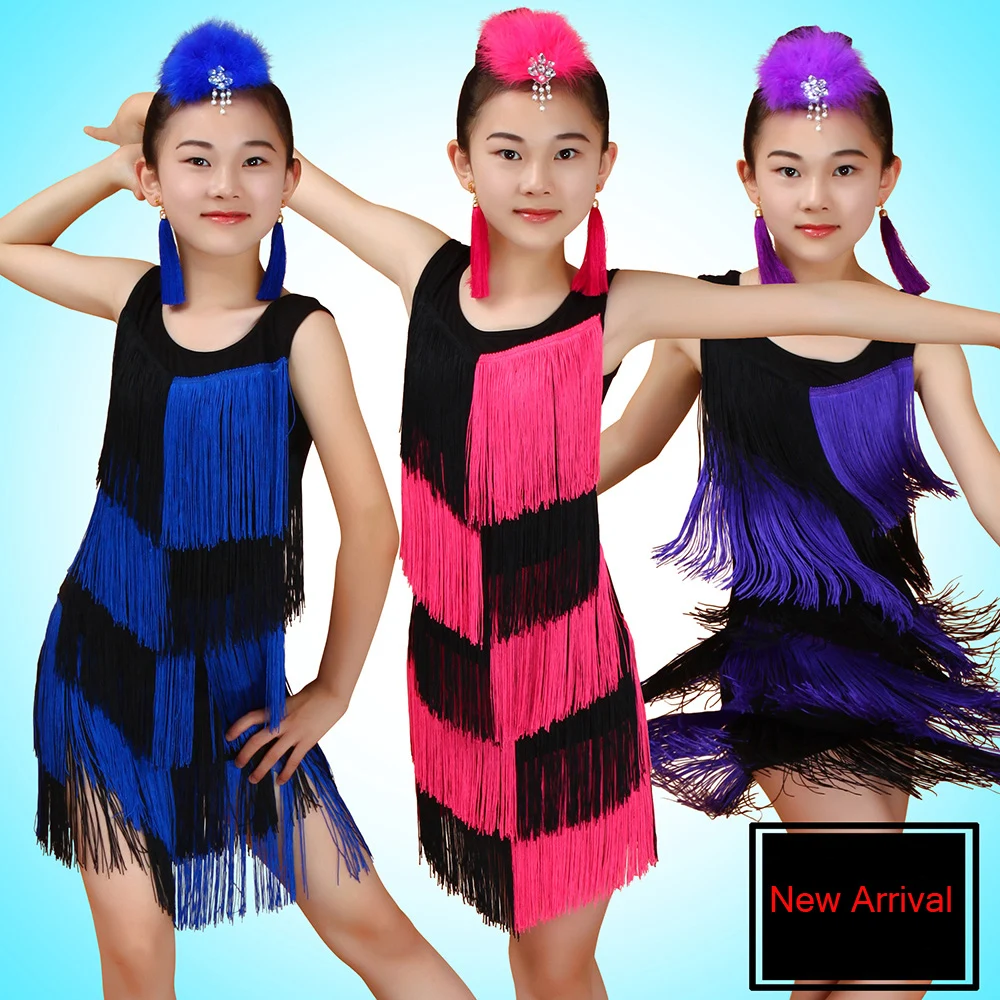 Latin Dance Costumes For Girls Kids Junior Latin Dresses Fringe Tassel