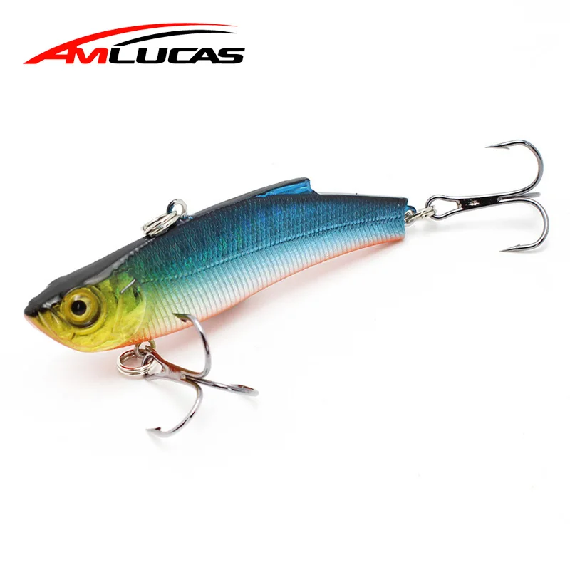 

Amlucas 1pcs Fishing Lure 7cm 18g Sinking Vibration Ice Fishing Bait wobbler Treble Hook Fake Bait Fishing Tackle Pesca WE224