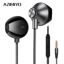 AZiMiYO Metal bass Earphones Comfortable In-Ear Noise Cancelling earbuds 3.5 mm Microphone Hi-Res Audio Half In-Ear earphone